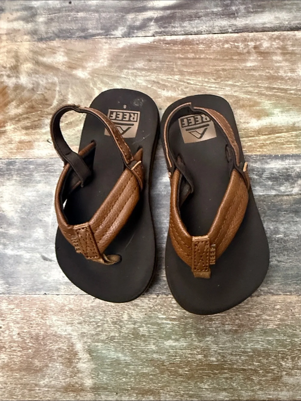 Reef Brown and Black Leather Strap Flip-Flops